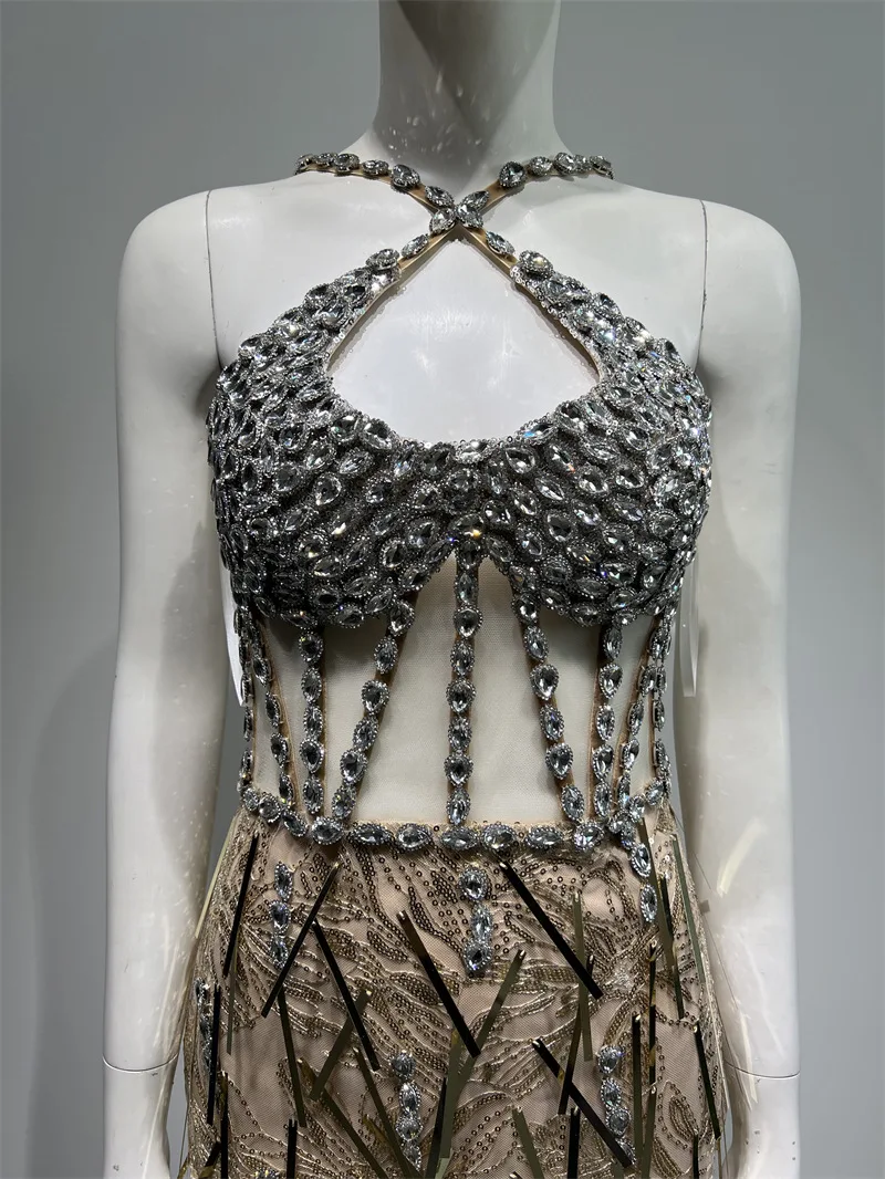 Robe transparente Sexy brodée de paillettes et strass scintillants, robe de soirée pour socialite, nouvelle collection 2025