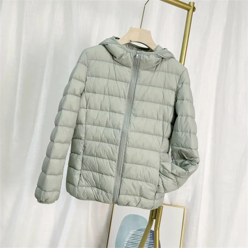 Hooded Light Thin White Duck Down Jacket Parkas Autumn Winter Women Lightweight Down Coat Ladies Slim Bigsize Puffer Outwears