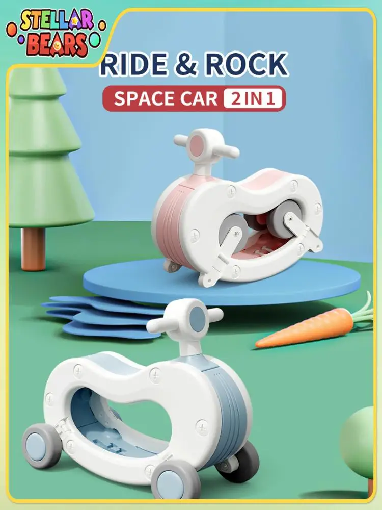 Coche de paseo 2 en 1, coche mecedora para niños, andador para bebés, paseos y rocas interiores al aire libre, coches para niños pequeños, juguetes, regalos para niños