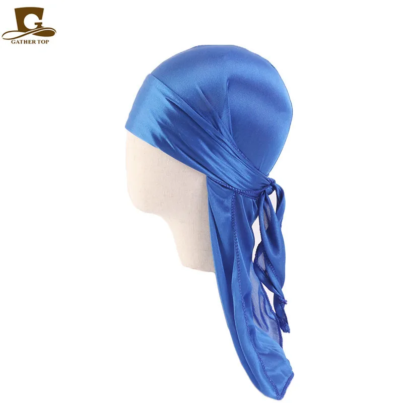 Kids Silky Durag Boy\'s Long-tailed Pirate Cap Hip-Hop Cap Bandana Turban Headwear Children Hair Accessories New Fashion