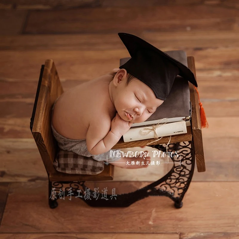 

Newborn Photography Props Furniture for Girl Boys Vintage Wooden Desk Baby Photo Decor Posing Bed Chair Poser Studio Accessories