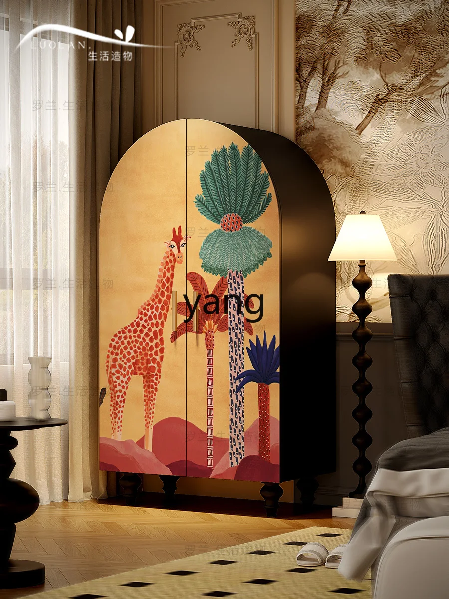 L'm'm Modern Cartoon Animal Solid Wood Wardrobe Bedroom Wall Clothing Cabinet Entrance Storage Clothes Closet