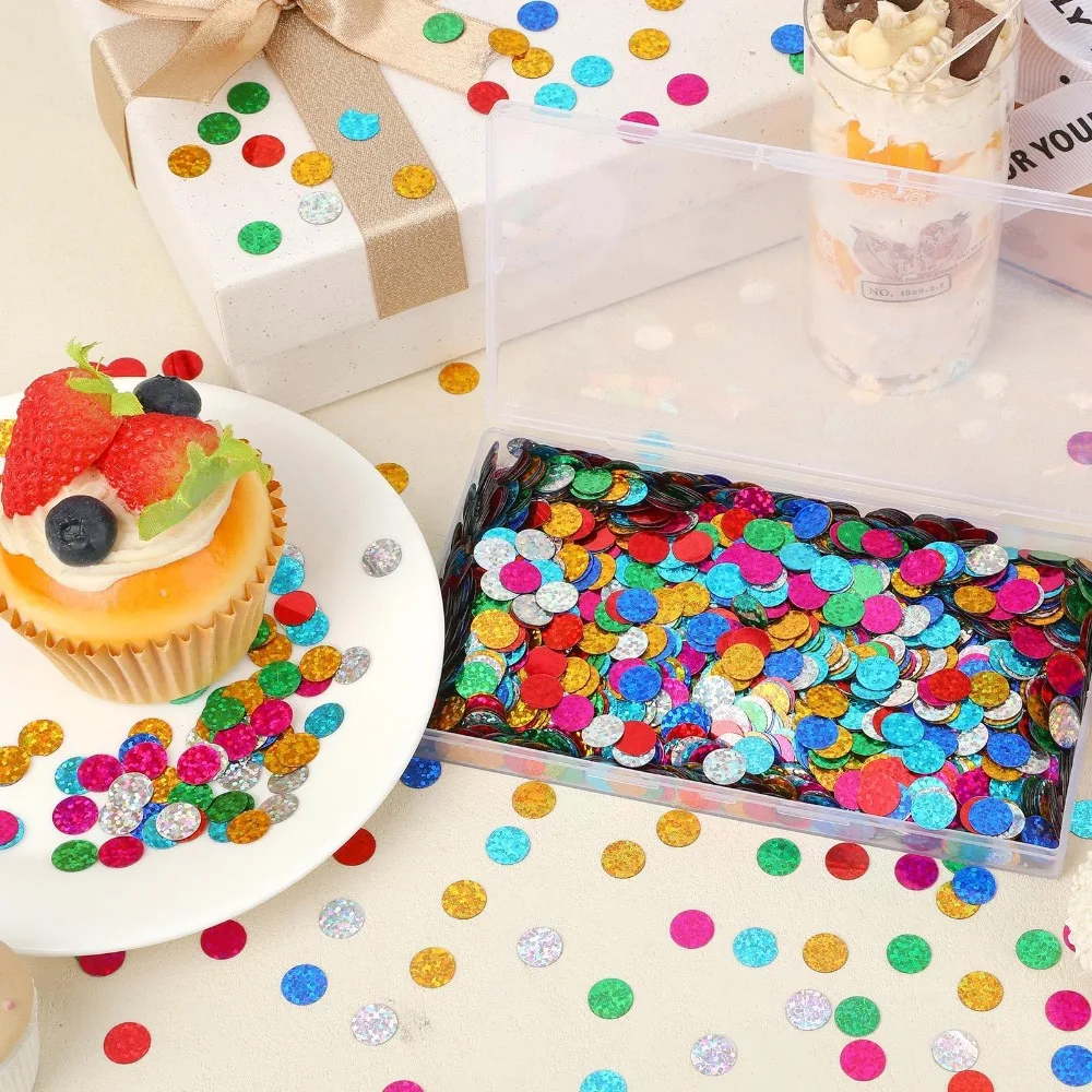 1-10 Packungen Runde Laser-Glitzer-Pailletten und Konfetti für Geburtstage, Hochzeiten, Kindertag, Weihnachten, Neujahr, Karneval und Feierlichkeiten – Detail 2