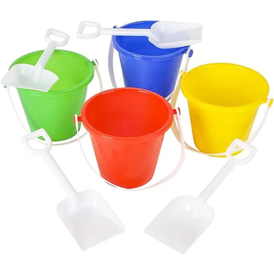 Set da gioco per il giorno della spiaggia (confezione da 3) Set da gioco con secchiello per sabbia da 4,75 pollici, 1 secchio, 1 pala giocattolo per la festa di compleanno di ragazzi e ragazze
