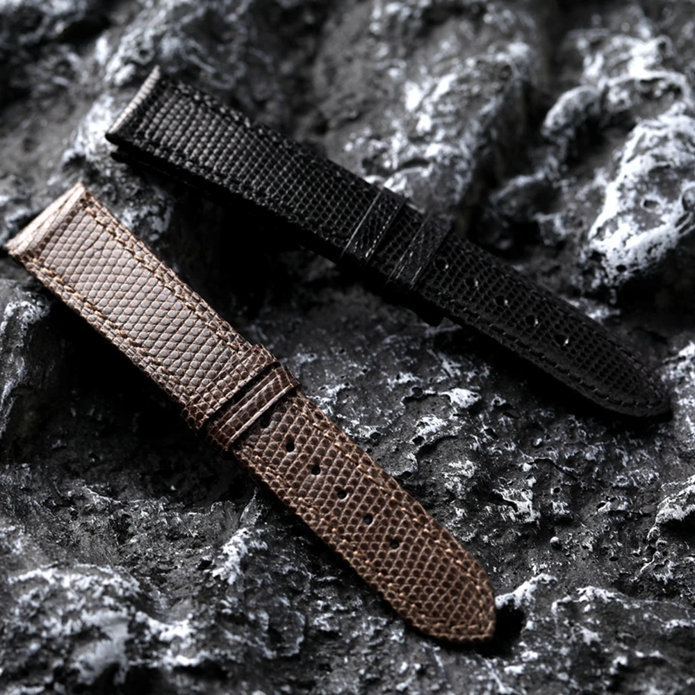 High end lizard leather strap, ultra-thin 18 19 20 21 22MM soft black brown vintage bracelet, ultra-thin men's leather Watchband