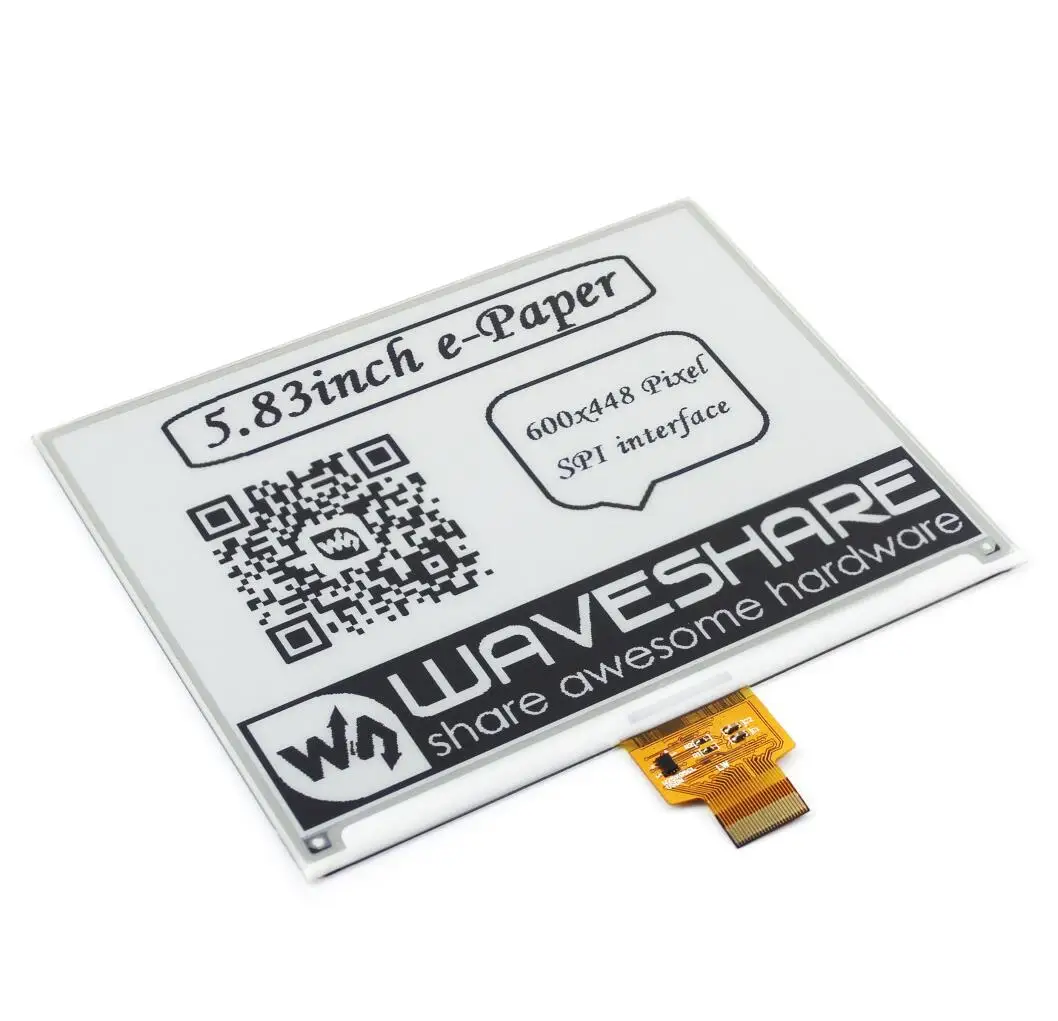 

Waveshare 5,83-дюймовая электронная бумага E-Ink Raw Дисплей Разрешение 648*480 Черный Белый 2 цвета