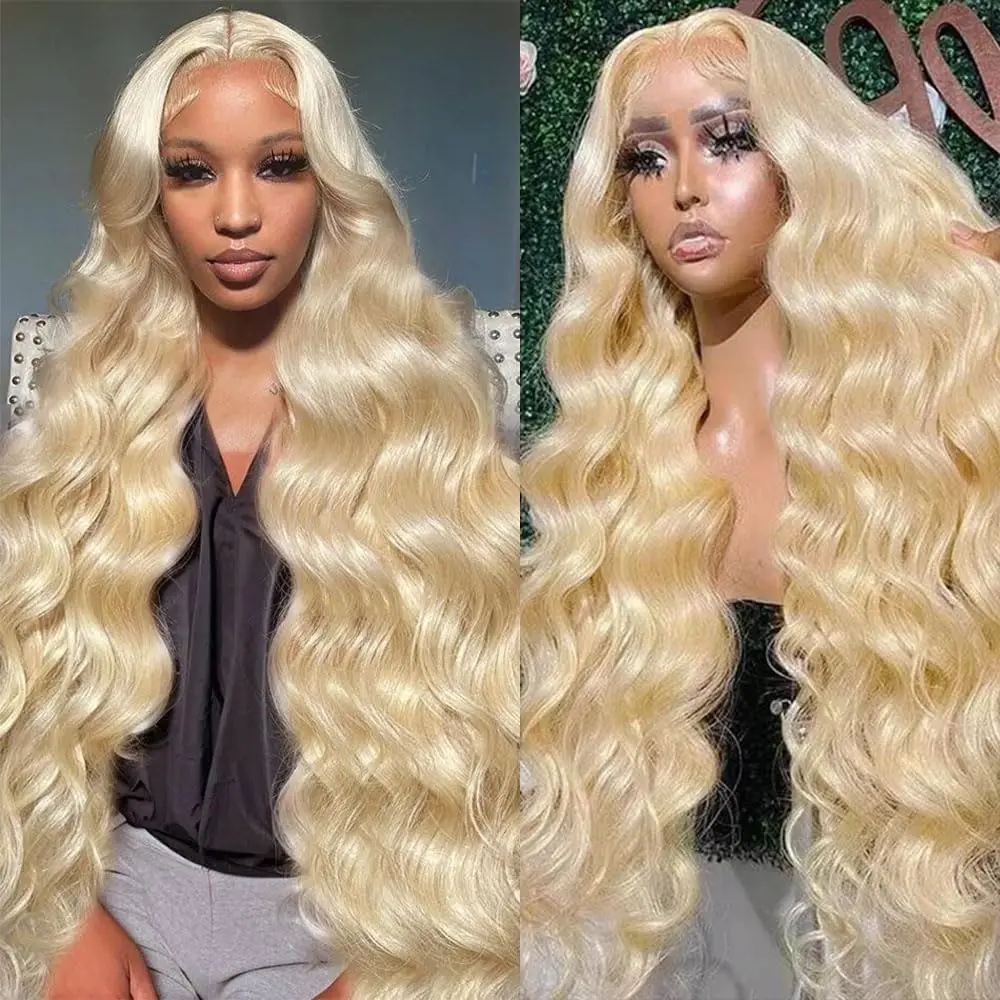 

Front Wig For Women 30 inch 613 Honey Blonde Color 13x6 HD frontal Transparent Lace Frontal Body Wave Human Hair glueless Wigs