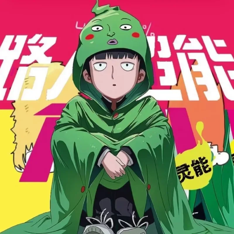 Anime Mob Psycho 100 Cosplay Costume Green Dimple Embroidered Cloak Hideyama Maofu Psychic Cloak Halloween Themed Party Costumes