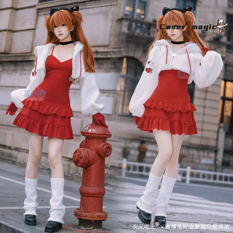 

Anime EVA Asuka Cosplay Costume Uniform Halloween Carnival Party Christmas Play Role Clothes Clothing