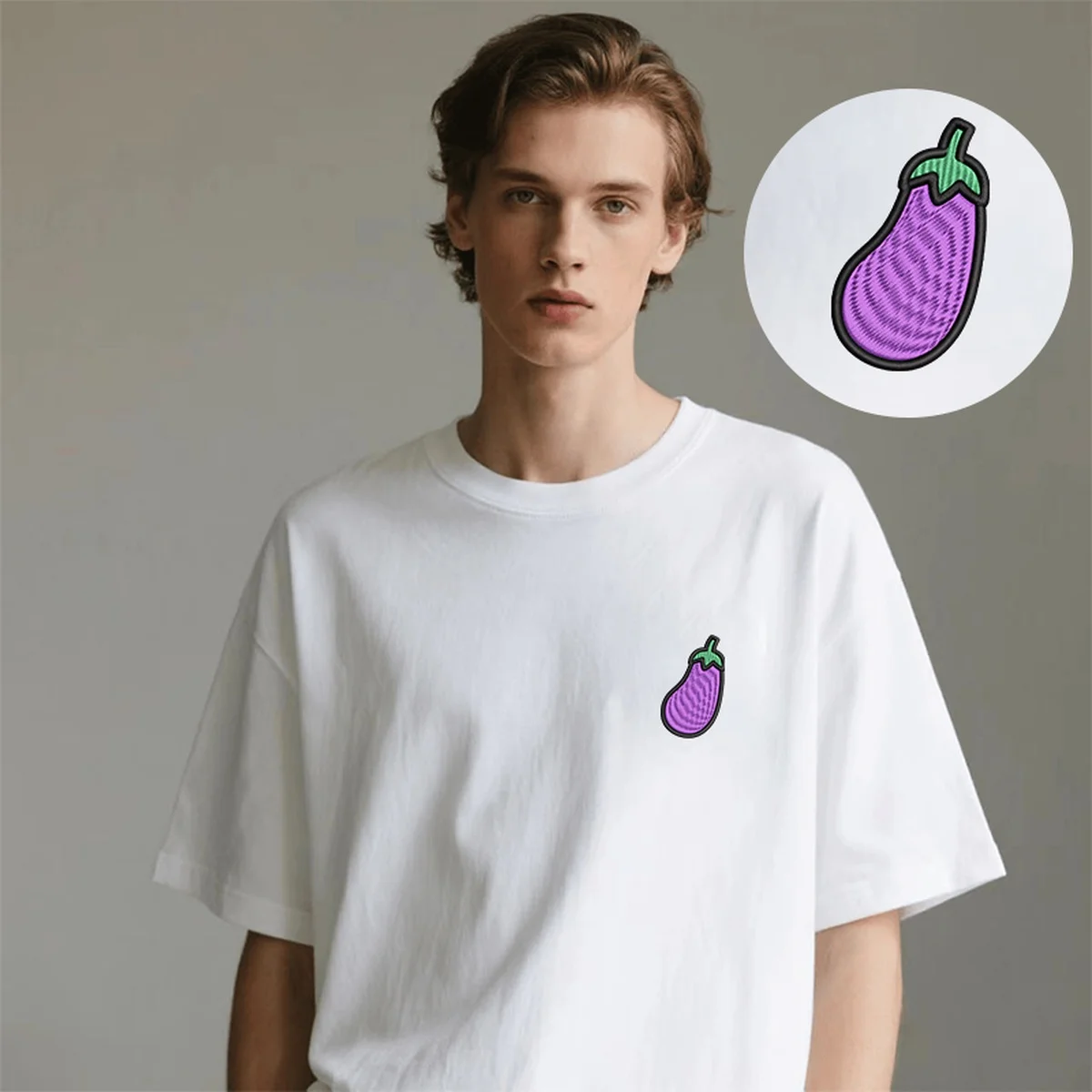 

Fresh Men Women T-Shirt Y2K Embroidery Work Luxury Cotton Top Tees Soft Embroideried Eggplant Art Weekends Trendy T-Shirts