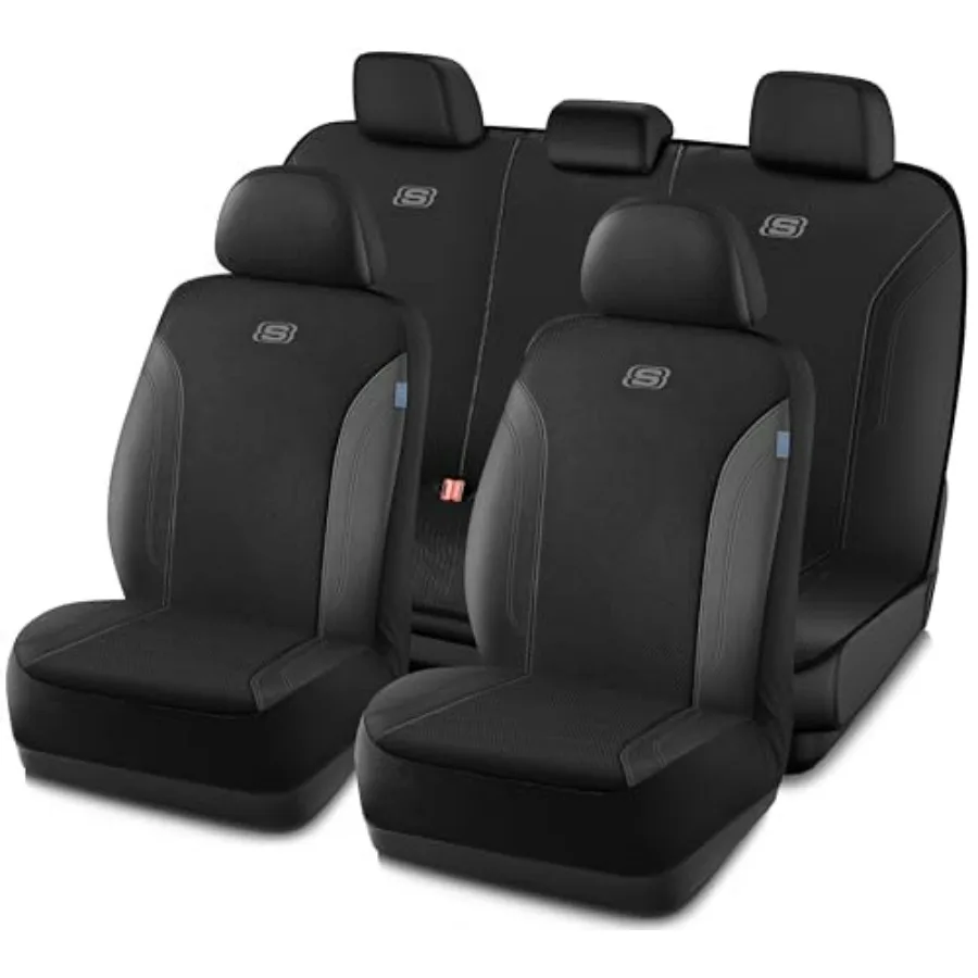 

Car Seat Covers Work Leather Seat Covers 5-Times Stronger Built-in Webbing Ox Fabric Seat Cover Full Sets Airbag Compatible Aut