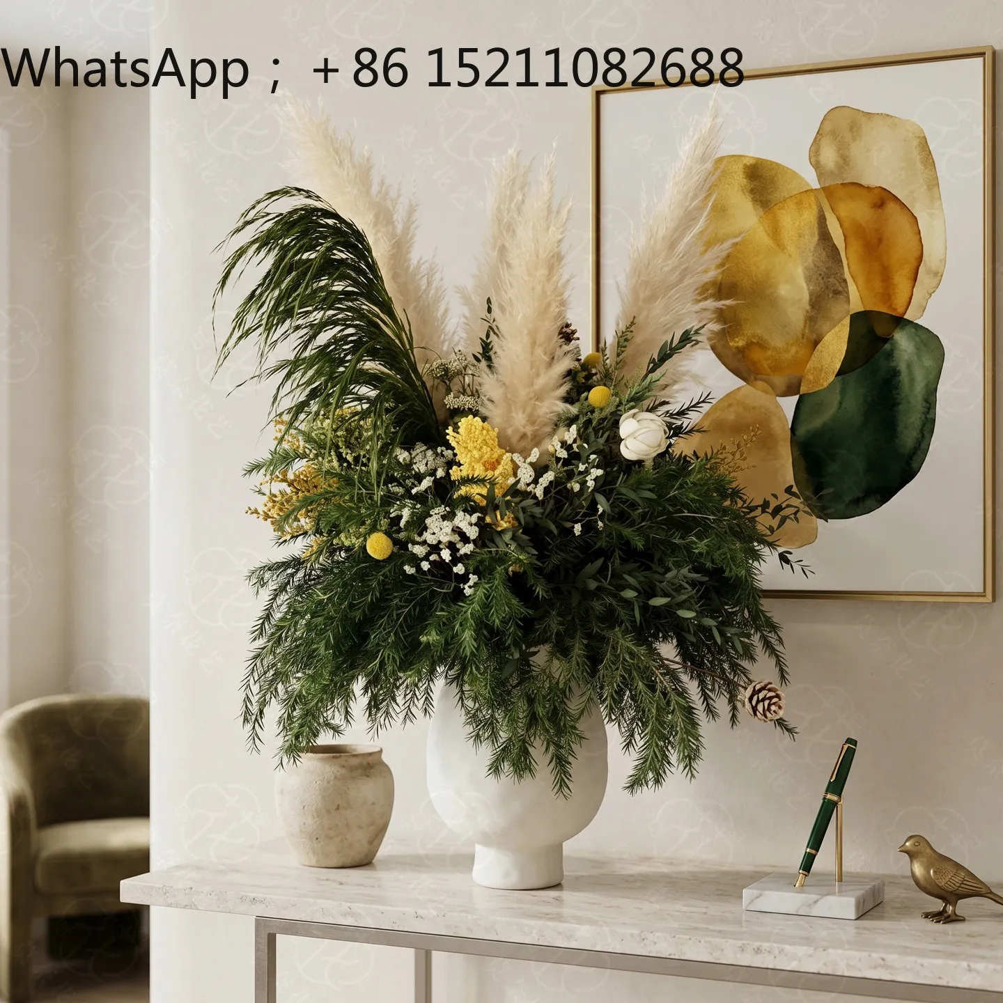 LLY natural pampas reed real flower dried flower high-end sense living room sofa side porch island decorative ornament