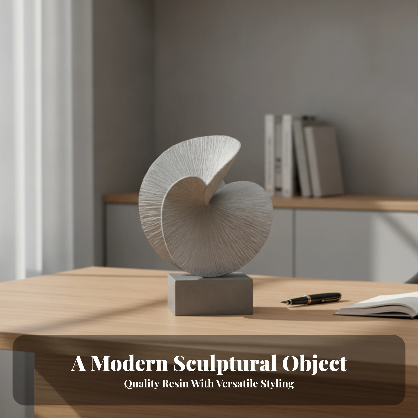 Abstract Sculpture with Base Modern Abstract Sculpture Geometric Statue with Stand Textured Freestanding for Interior Designers