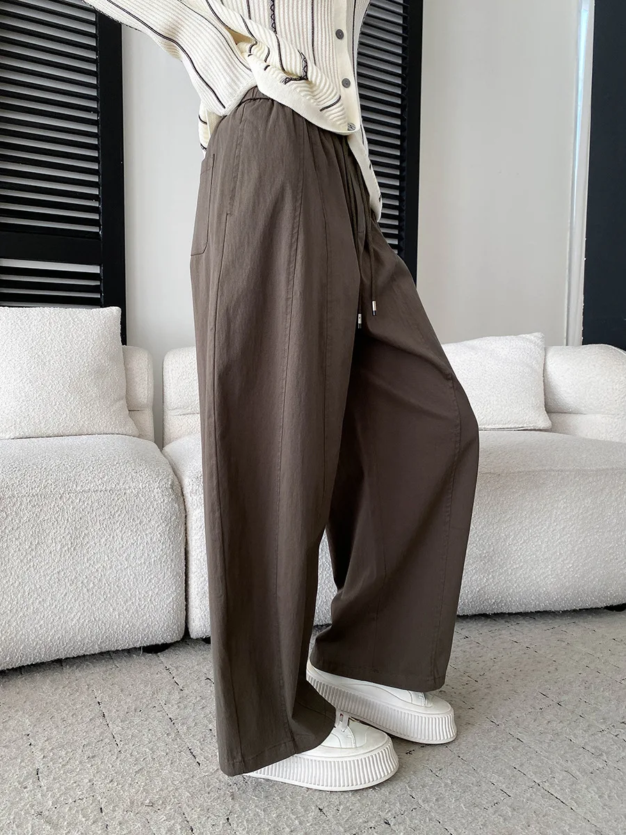 Autumn New Solid Color Women's High Waist Wide Leg Loose Casual Pants