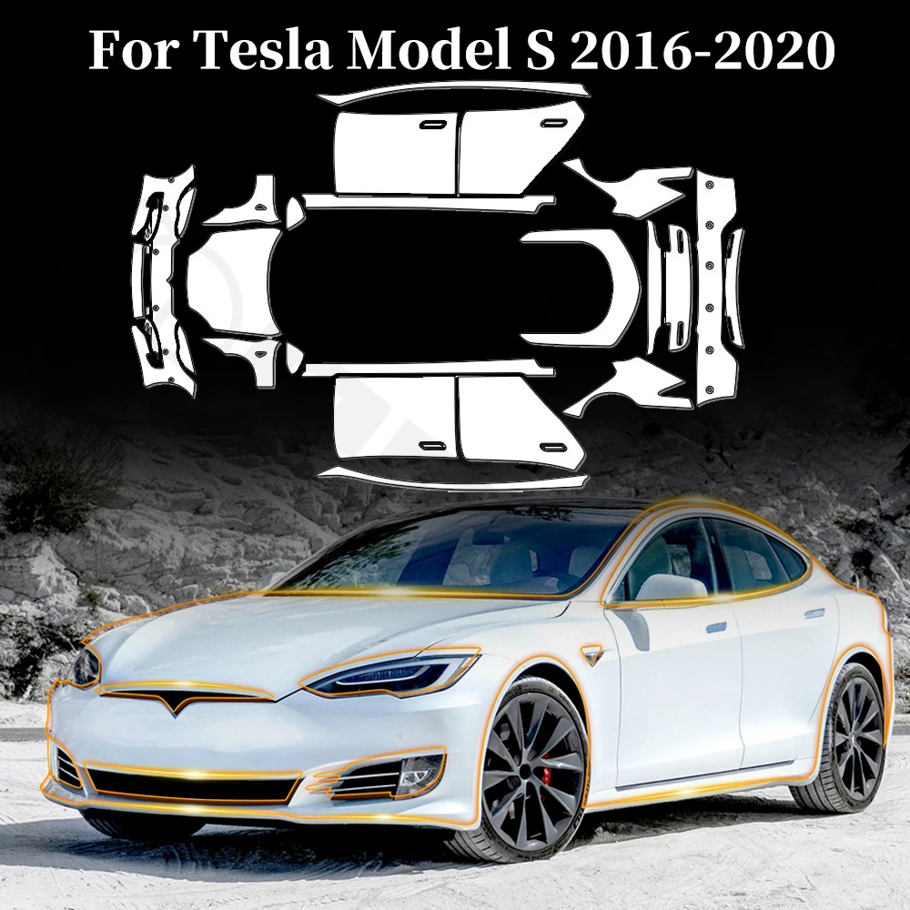 

For Tesla Model S 2016-2020 TPU Paint Protection Film Car Body Pre-cut Clear PPF Anti-Scratch Resistant Invisible Repairable Kit