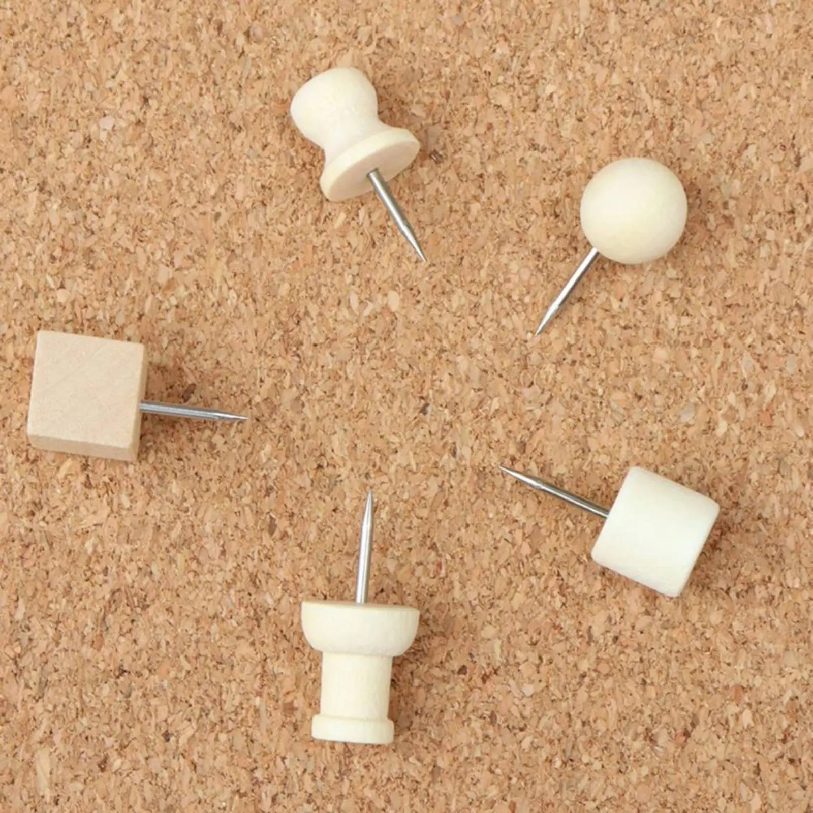 天然木プッシュピンキット-多用途木製プッシュピンセット-収納ボックス付き装飾チャートタック