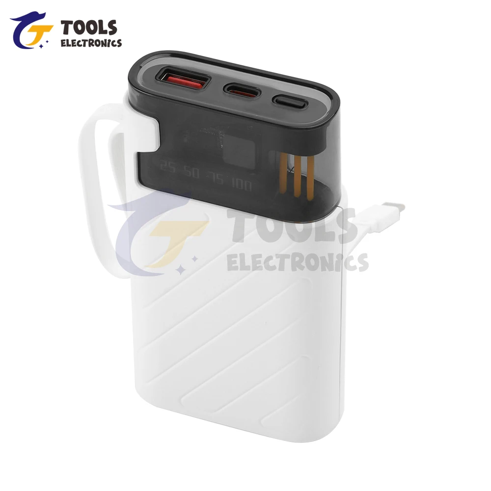 

22.5W Power Bank Case No Soldering Camping Light Mobile Power Kit 3x18650 Battery Box with Cable DIY Charging Treasure