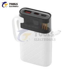 22.5W Power Bank Case No Soldering Camping Light Mobile Power Kit 3x18650 Battery Box with Cable DIY Charging Treasure