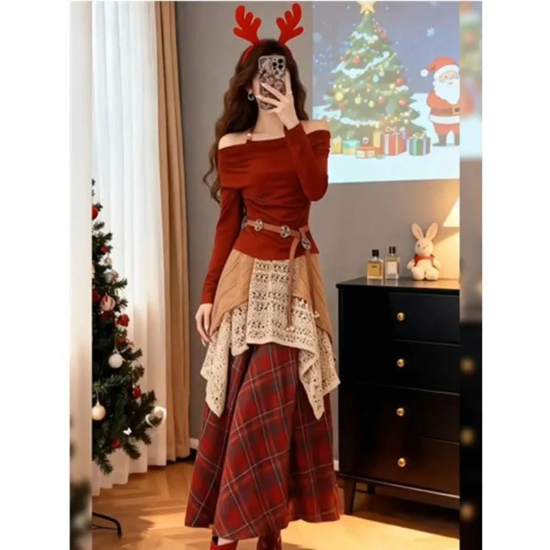 

Travel Wear Suit Fashion Suit Spring New Neck Top Skirt Fashionable Temperament Women's Exquisite Temperament Simple Leisure
