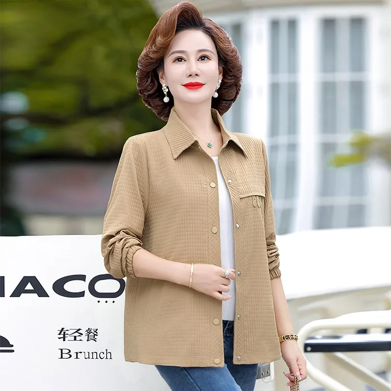 Fashion Spring Autumn Casual Coats Female Long Sleeve All-match shirt collar Single-breasted Jackets Women's Clothing