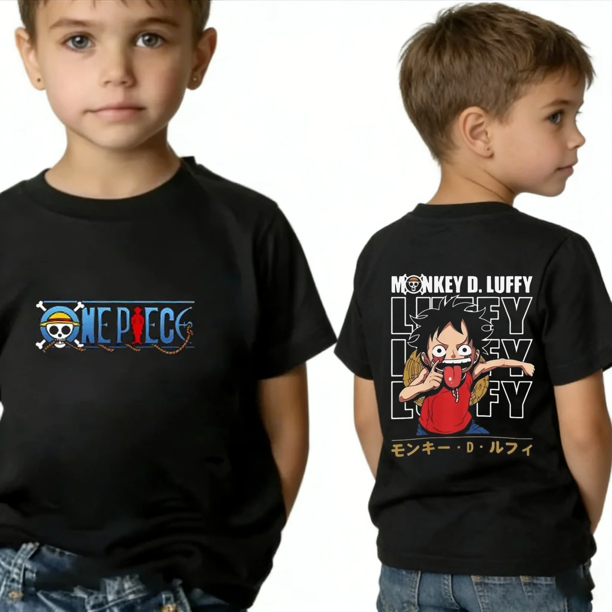 New Summer 2026 One Piece Tony Tony Chopper Themed 100% Pure Cotton Printed Loose T-shirt for Men and Women Parent-child Top