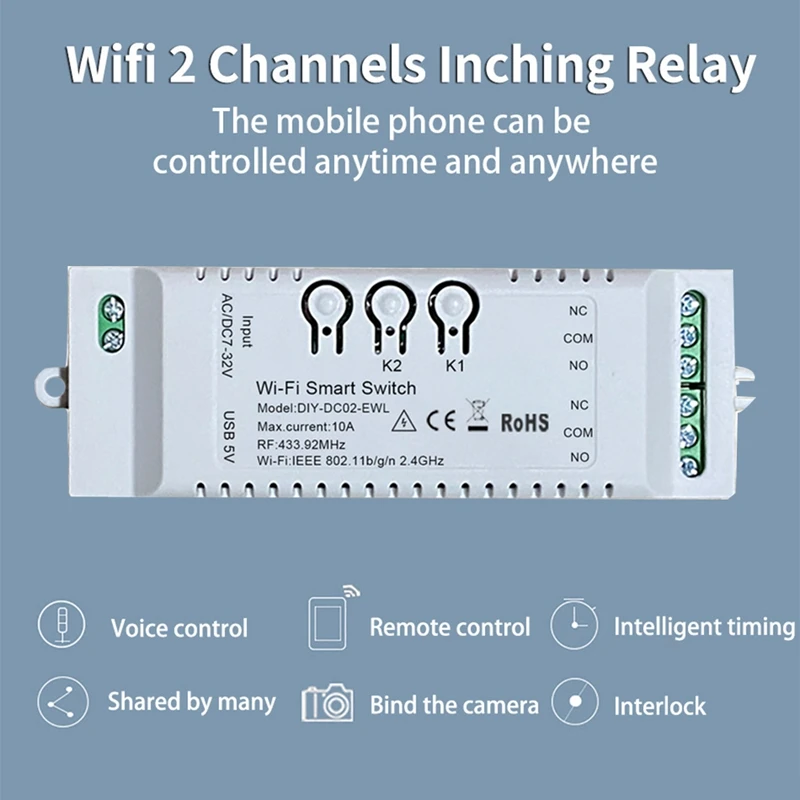 2CH Wifi inteligentny przełącznik DIY Timer Ewelink 2.4G Wifi + RF433 + BT moduł automatyki domowej dla Alexa Google Home IFTT