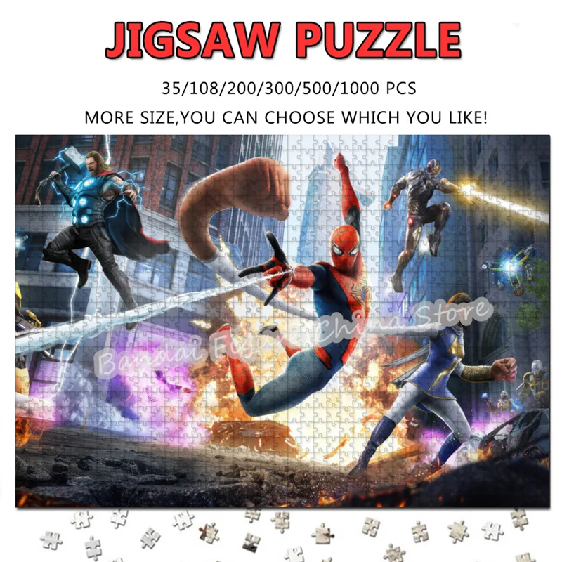 

Disney Superhero Spiderman Print Puzzle 108/200/300/500/1000/1500 Pieces Avengers Characters Diy Jigsaw Puzzle Gifts Toys