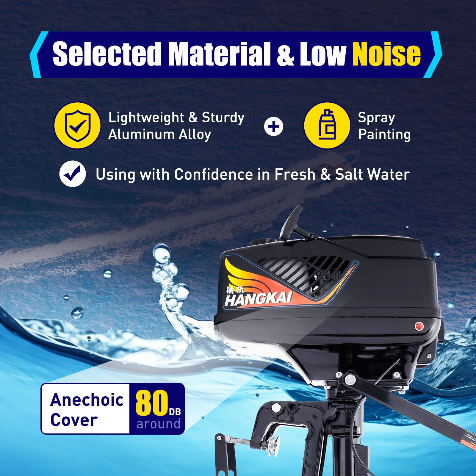 Luft- und wassergekühlte Zweitakt-3,6 PS-Benzin-aufblasbare Angelkajakboote, Außenbordmotor für kleine Boote