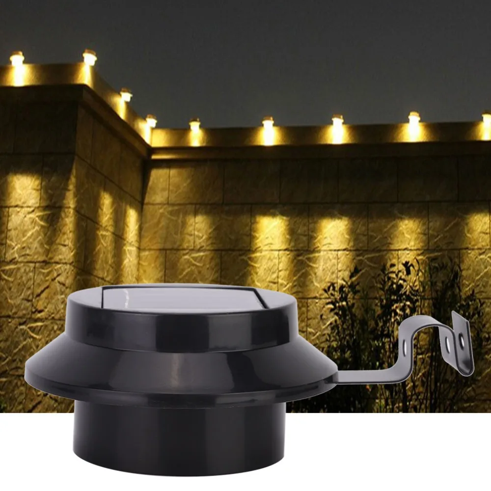 3 LED Solar Fence Light Solar Powered Automatic On-Off Solar Garden Light Weather Resistant Plastic No Drilling Required