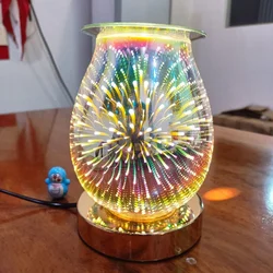 3DGlass Aroma Diffuser Fireworks Small Night Lamp Colorful Light Diffuse Melting Wax