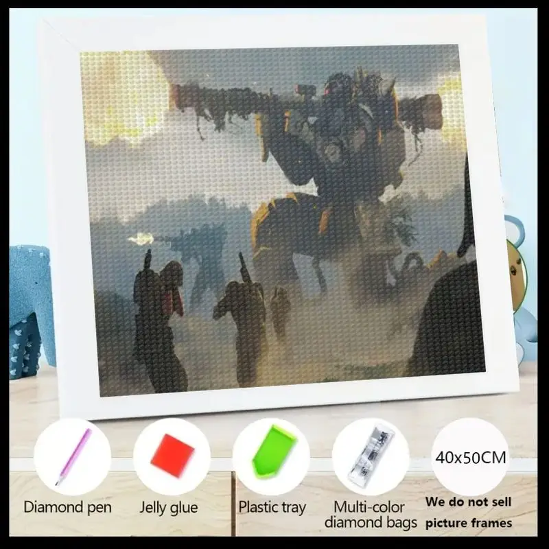 

1 шт. 5D полный дрель комплект алмазной живописи, Epic Sci-Fi Mech Battle Robot Warfare Art алмазная живопись, DIY Crystal Rhinestone Embro