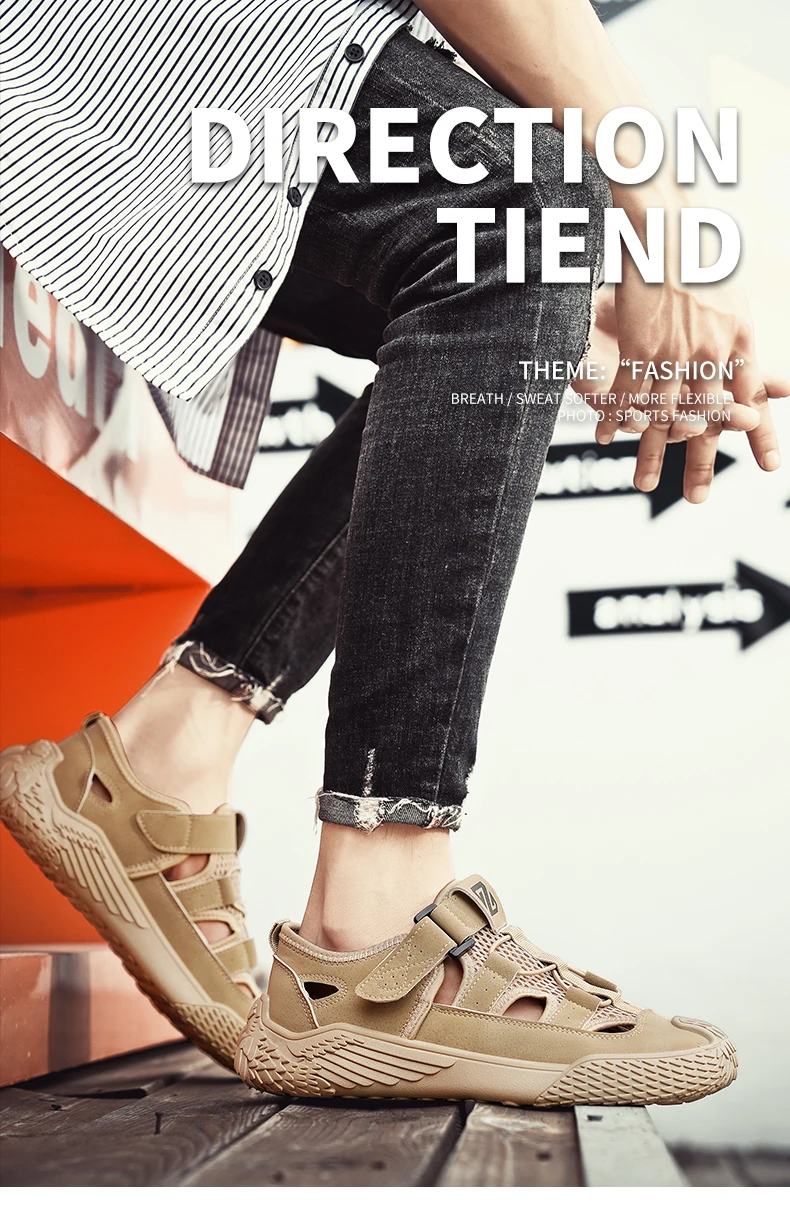 Große Sandalen für Herren, neues Sommermodell, trendig, vielseitig einsetzbar, lässige Sportsandalen, bequeme Sandalen mit weicher Sohle und hohlem Design für den Strand. – Detail 1