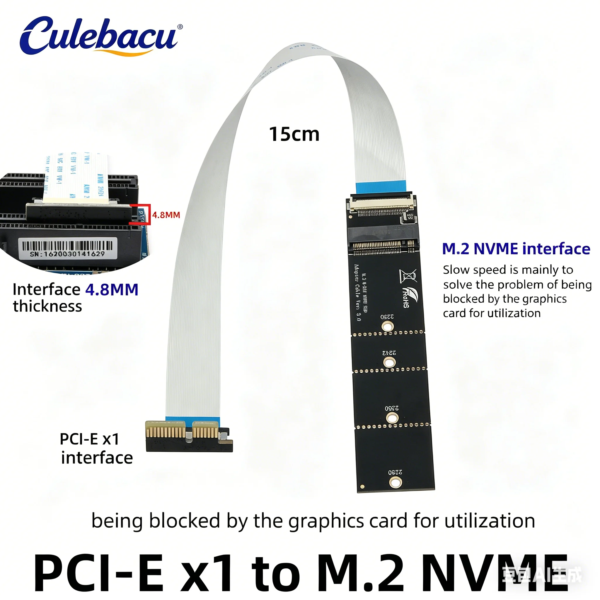 PCI-E X1 TO M.2 NVMe Plug And Play No Drivers Required M.2 E-key Interface Does Not Support PCI/CNVi Channels Network Card