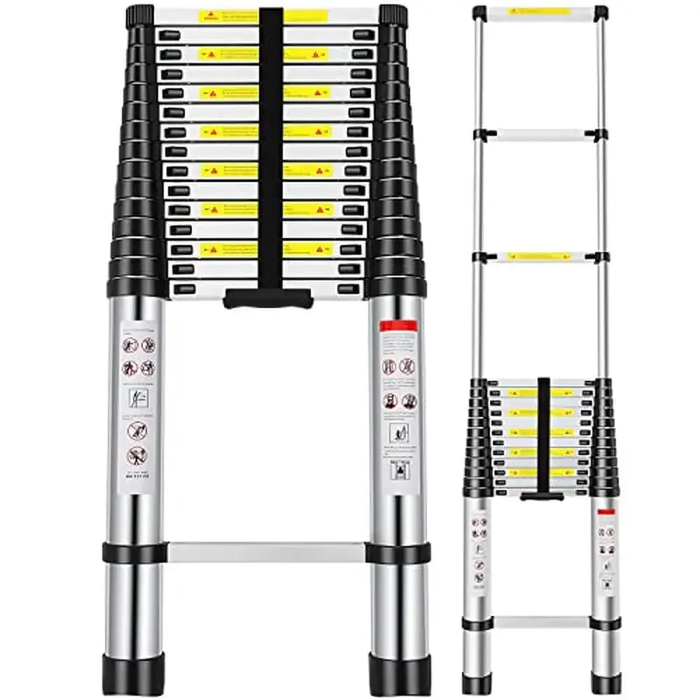 Telescoping Aluminum Extension Ladder 20.3FT with Non-Slip Rubber Portable & Safe Locking Mechanism Home Maintenance & DIY