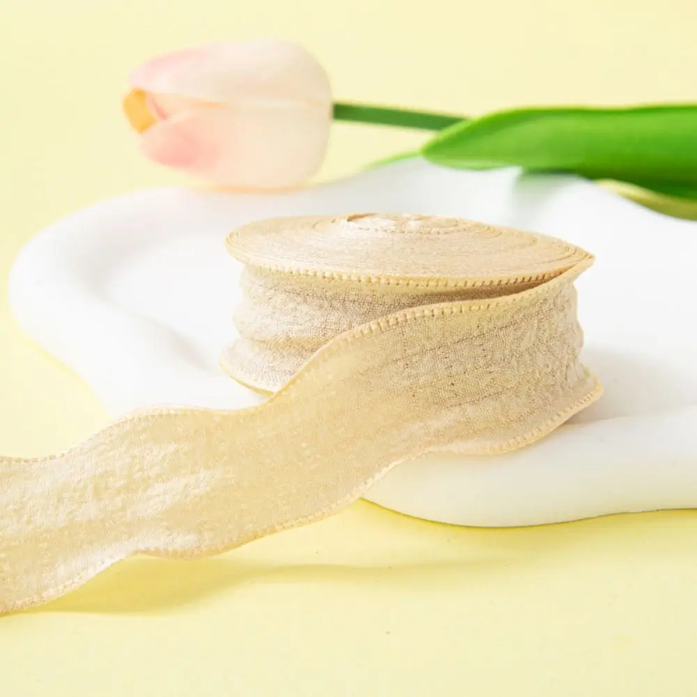 

Creative 10 Yards Fishtail Yarn Ribbons Gift Wrapping Bouquets Wave Edge Pleated Gifts Packaging Material 2.5cm DIY Decor