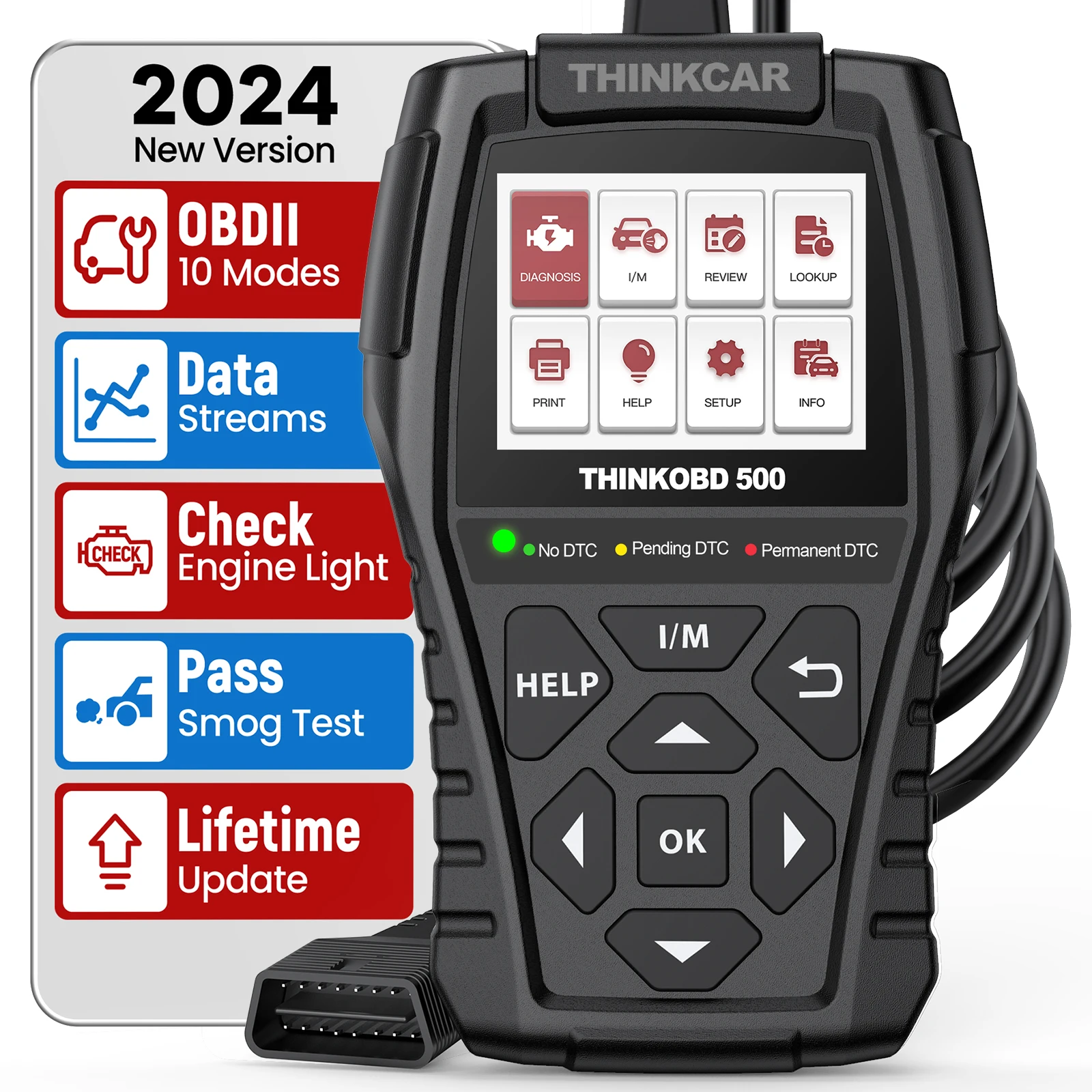 THINKCAR THINKOBD 500 OBD2 Scanner Smog Test O2 Sensor Automotive Engine Live Data Stream OBDII Diagnosis Code Reader