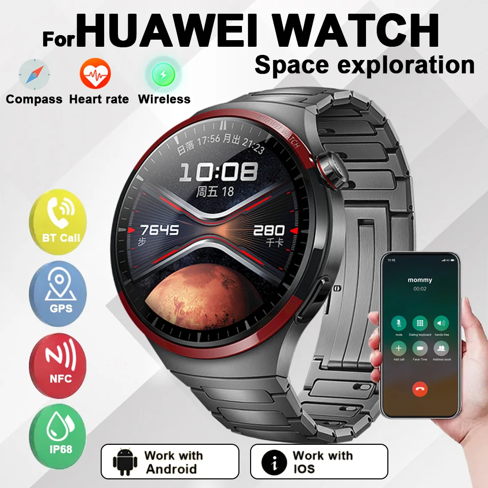 For HUAWEI WATCH 4 PRO Smart Watch Men Space Exploration Edition BT Call GPS NFC Heart Rate Sports Compass  Smart Watch 2024 New