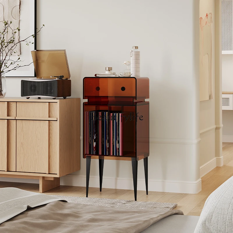 Vinyl record player Acrylic audio cabinet Magazine CD rack Vinyl record storage rack Side cabinet