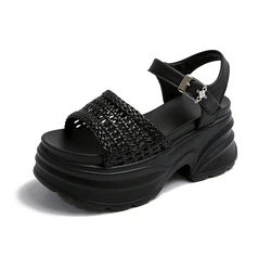 8.5CM High Heels Women Slippers Chunky Pumps Ladies Strap Slides Luxury Platform Beach Women Shoes Flip Flop 2024 Summer sandal