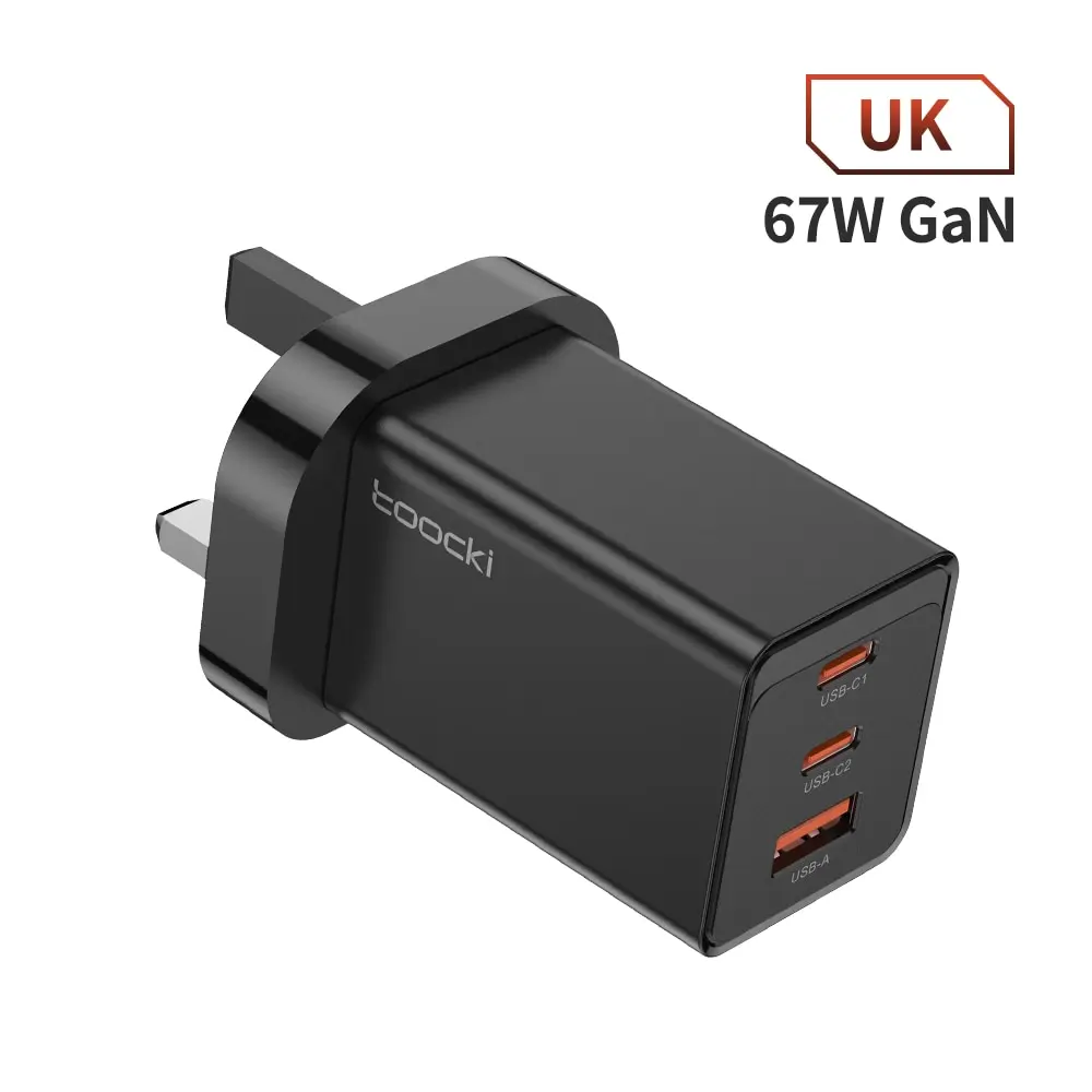 Toocki 67W GaN USB C Ladegerät QC4.0 65W PD 3.0 Typ C Schnellladegerät Schnell für iPhone 16 15 14 13 Pro Samsung Xiaomi Huawei MacBook 7