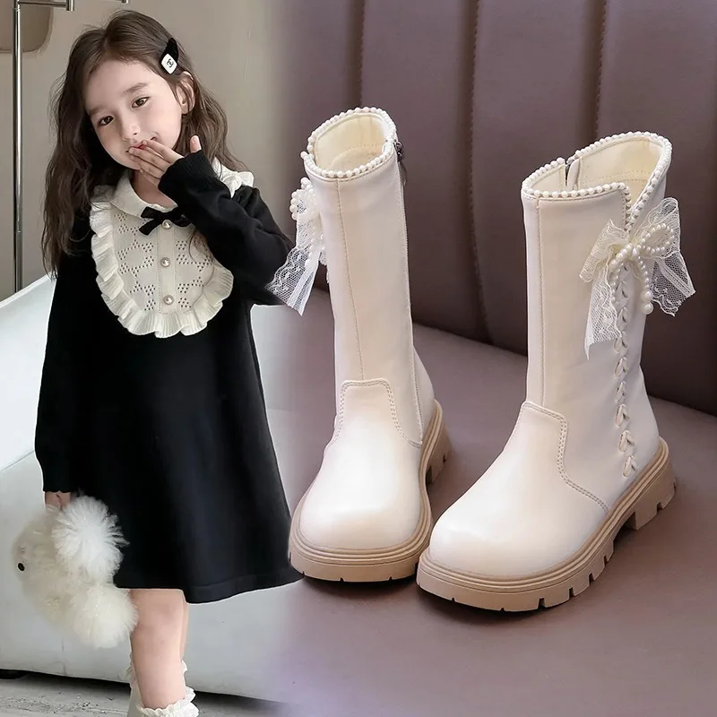 Girls high boots 2026 Spring and Autumn new Korean version children's velvet boots fashionable girls high heels formal boots