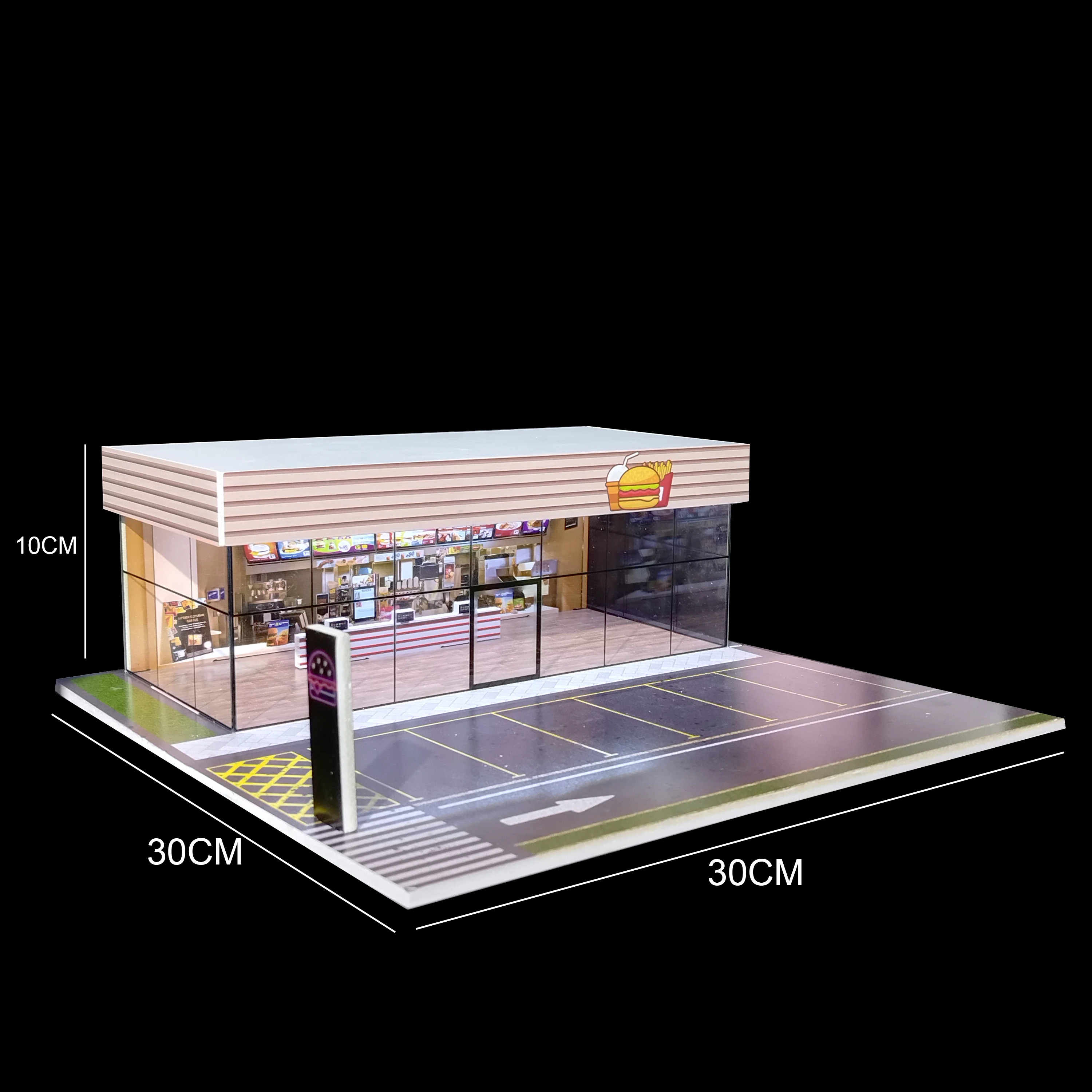 1/64 Scale LED Car Garage Diorama Miniatures Models with USB Lights Multi-Scene Display Case for Hot Wheels Matchbox Model Cars