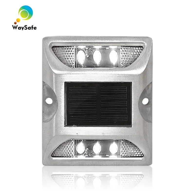 Luz LED intermitente de aluminio para construcción de carreteras, doble cara, Color verde, energía Solar