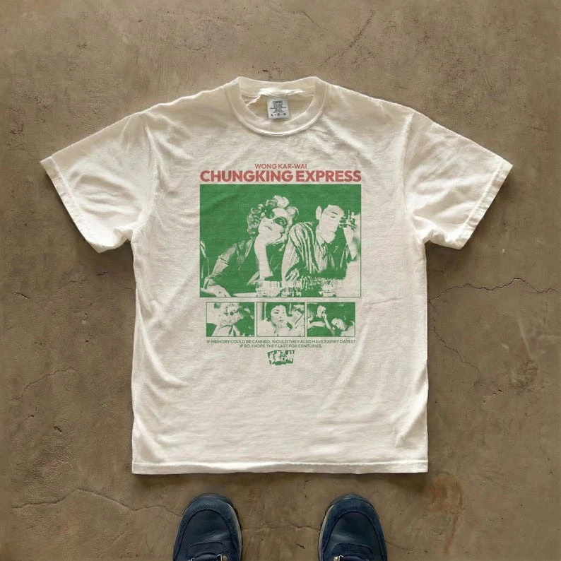 Chungking Express Vintage Movie Graphic T Shirt Retro Film Character Green Print Men Women Casual Loose Cotton Short Sleeve Tops