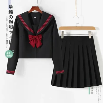 Zwart Orthodox College Stijl Japanse Koreaanse Student School Uniform Jk Uniform Meisje Anime Cosplay Matroos Pak Klas Top Rokken