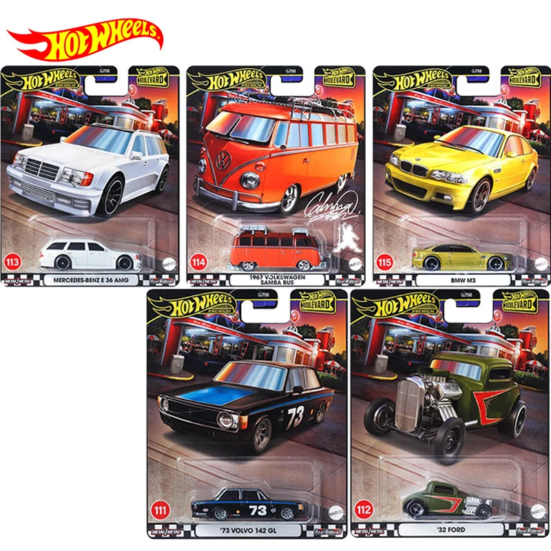 Genuine Hot Wheels Boulevard Premium Auto Volkswagen Samba Bus BMW M3 Benz AMG Vintage Ford Volvo Metal Car Toys for Boys Models