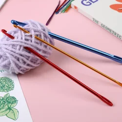 Knitting Hook DIY Aluminum Crochet Hook Afghan Tunisian Knit Tool with Needle Eye Hand Knitting Tool 3 Colors Sewing Needle