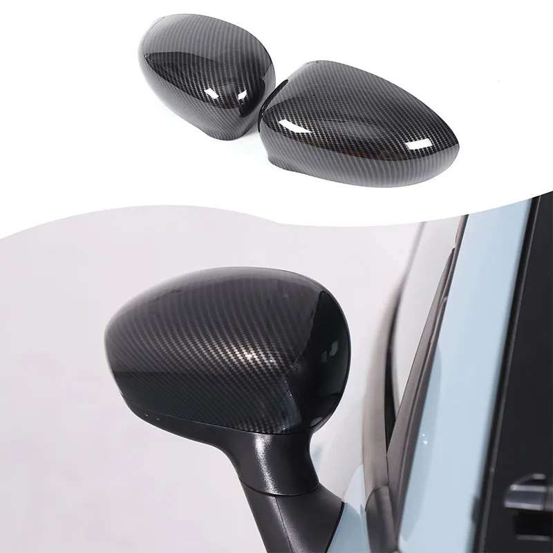For 2010-2024 Fiat 500  ABARTH 695 Car Exterior Rearview Mirror Protective Cover Carbon Fiber Texture ABS (Replacement Part)