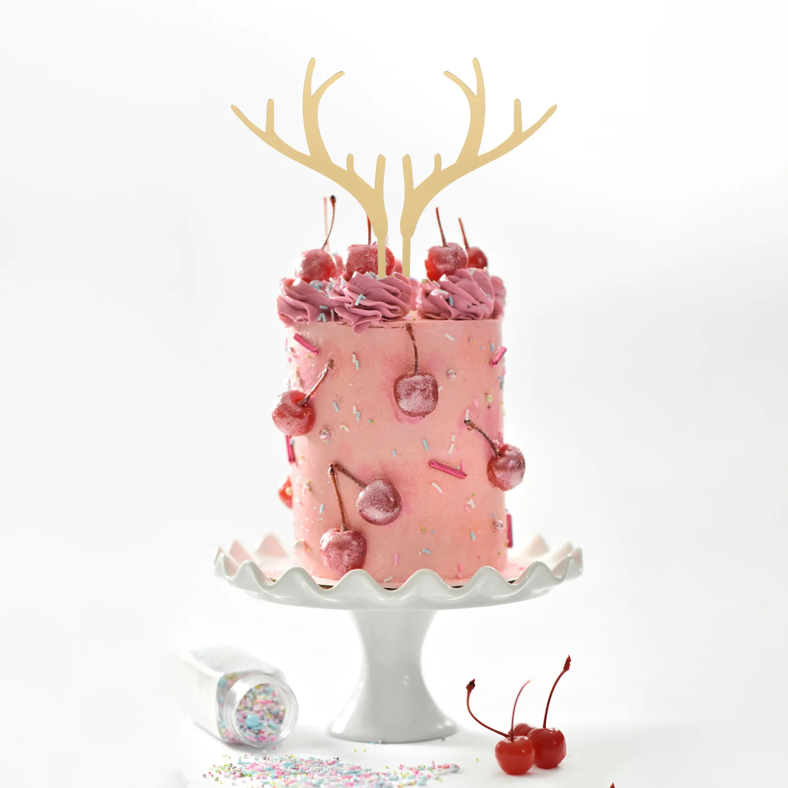 

Christmas Antlers Cake Topper Acrylic Holiday Dessert Decor For Party Baby Shower Birthday Cake Decoration Accessories