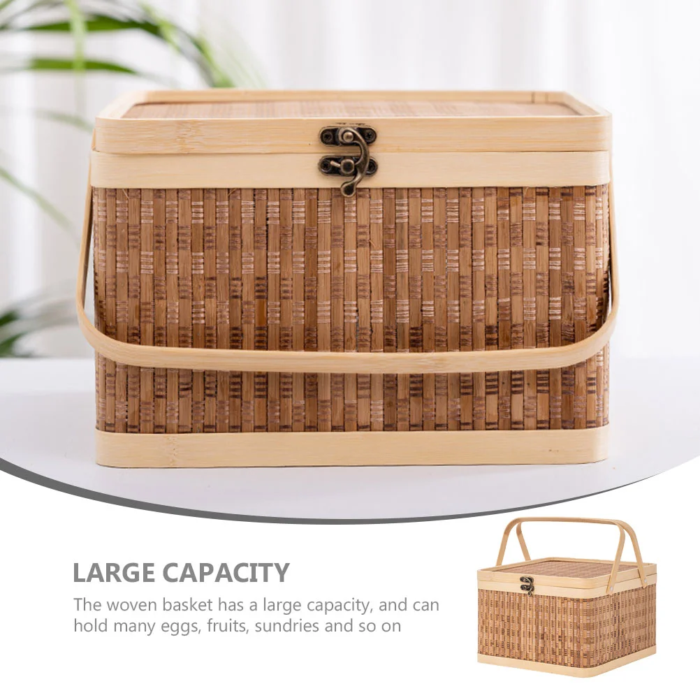 Egg Storage Basket Natural Decorative Bamboo Small Baskets Portable Picnic Woven Large Wicker